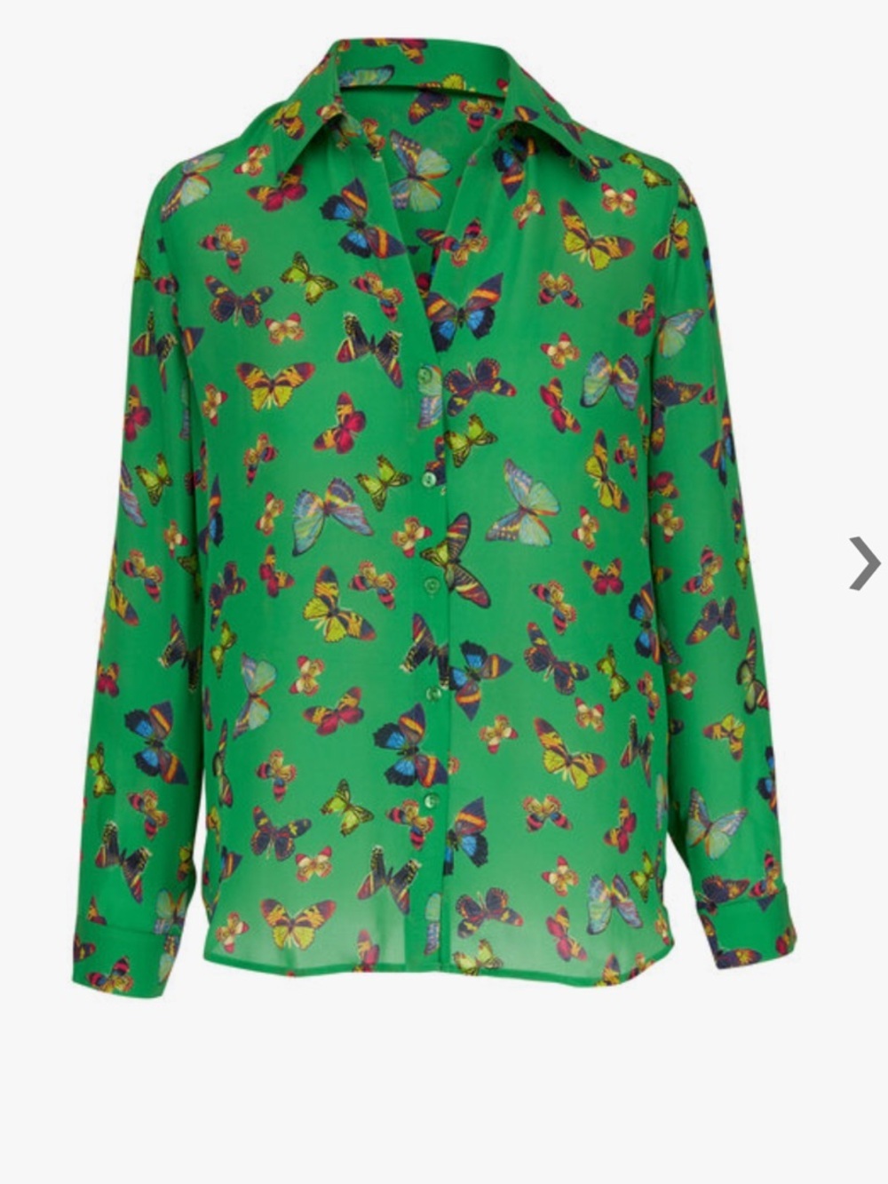 NWOT L'Agence Nina Green Flutter Butterfly Print 100% Silk Blouse